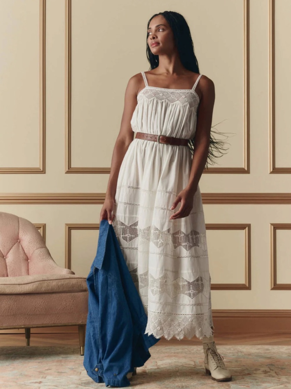 The Rosette Crochet Dress ~ Cream